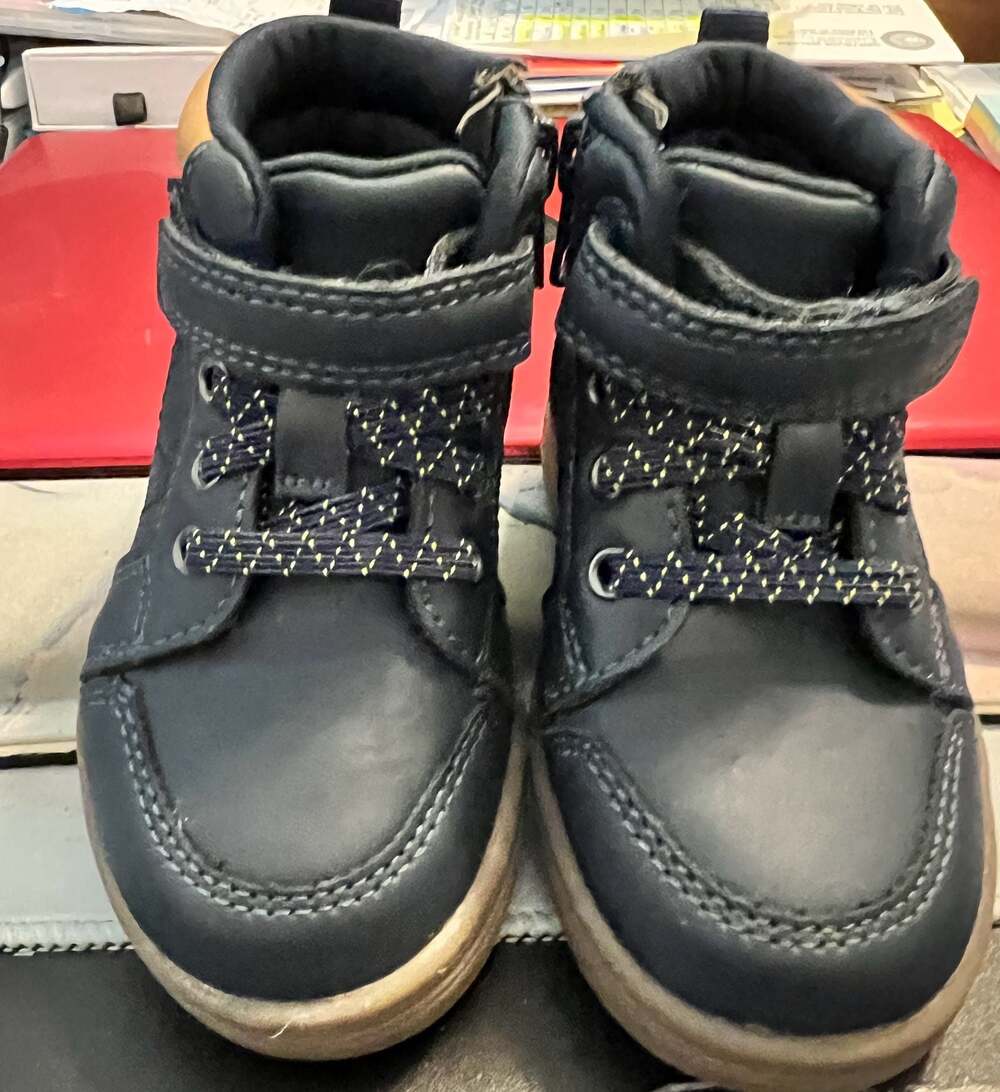 Cat & Jack Toddler Boys Caspian High Top Side-Zip Boots Navy/Tan Size 6
